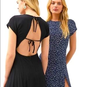 UO Lindsey cap sleeve side slit midi dress